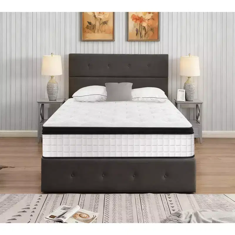 Twin 12 Inch Hybrid Mattress, Individual Pocket Spring, 7-Zone Memory Foam, Knitted Cover, CertiPUR-US Certified, White