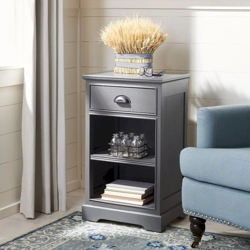 White/Grey/Sepia Pine Storage Side Table, 18