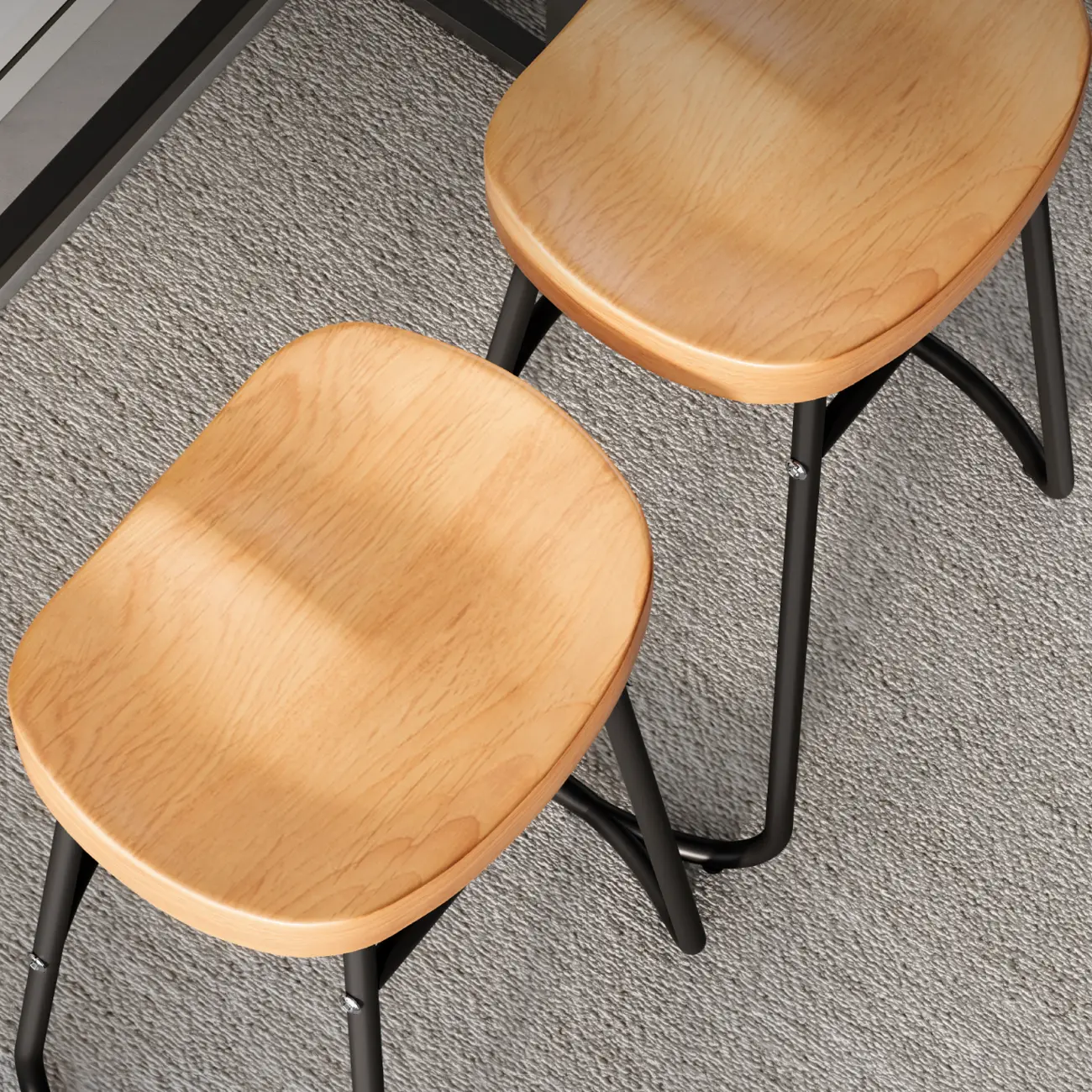 Brown Saddle Backless Counter Bar Stools with Footrest