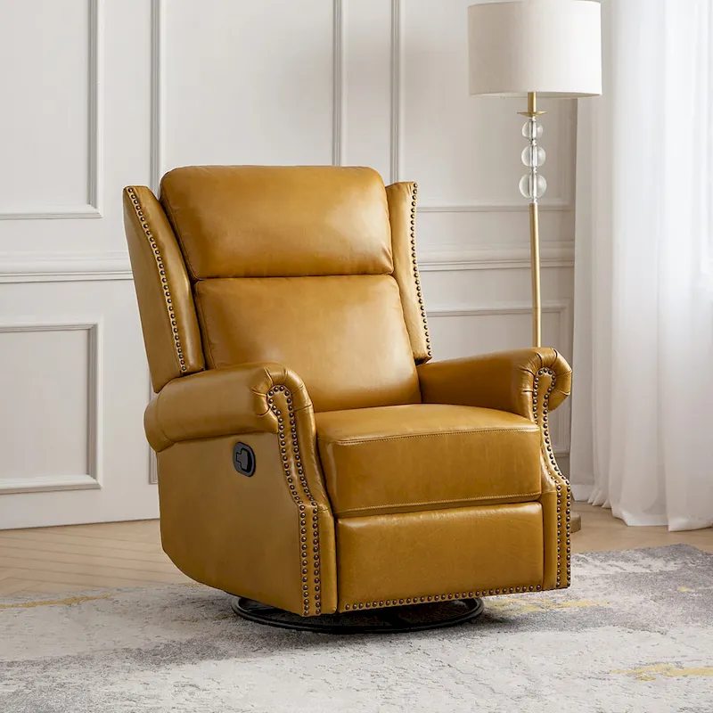 Viviana Traditional Genuine Leather Manual Swivel Glider Recliner Set of 2