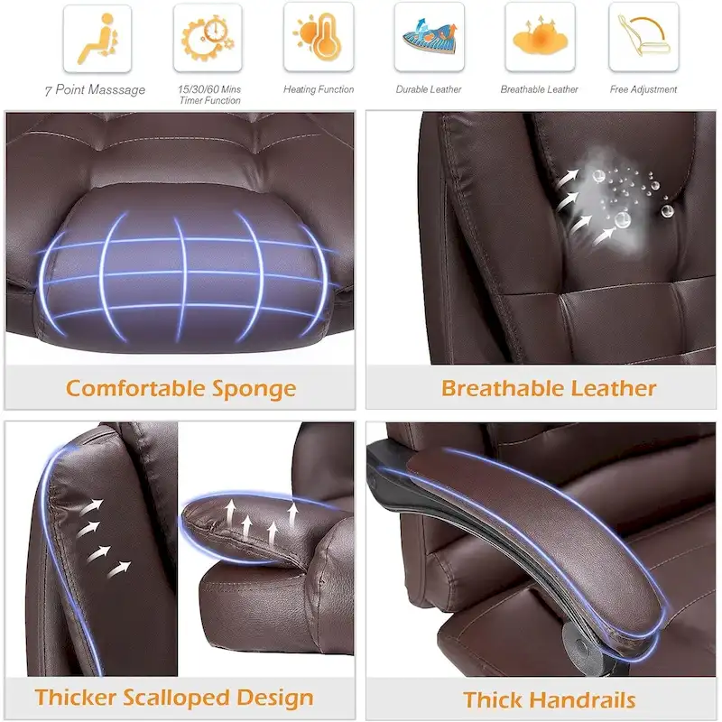 AECOJOY Heated Executive Office Chair w/ Massage &Adjustable Height