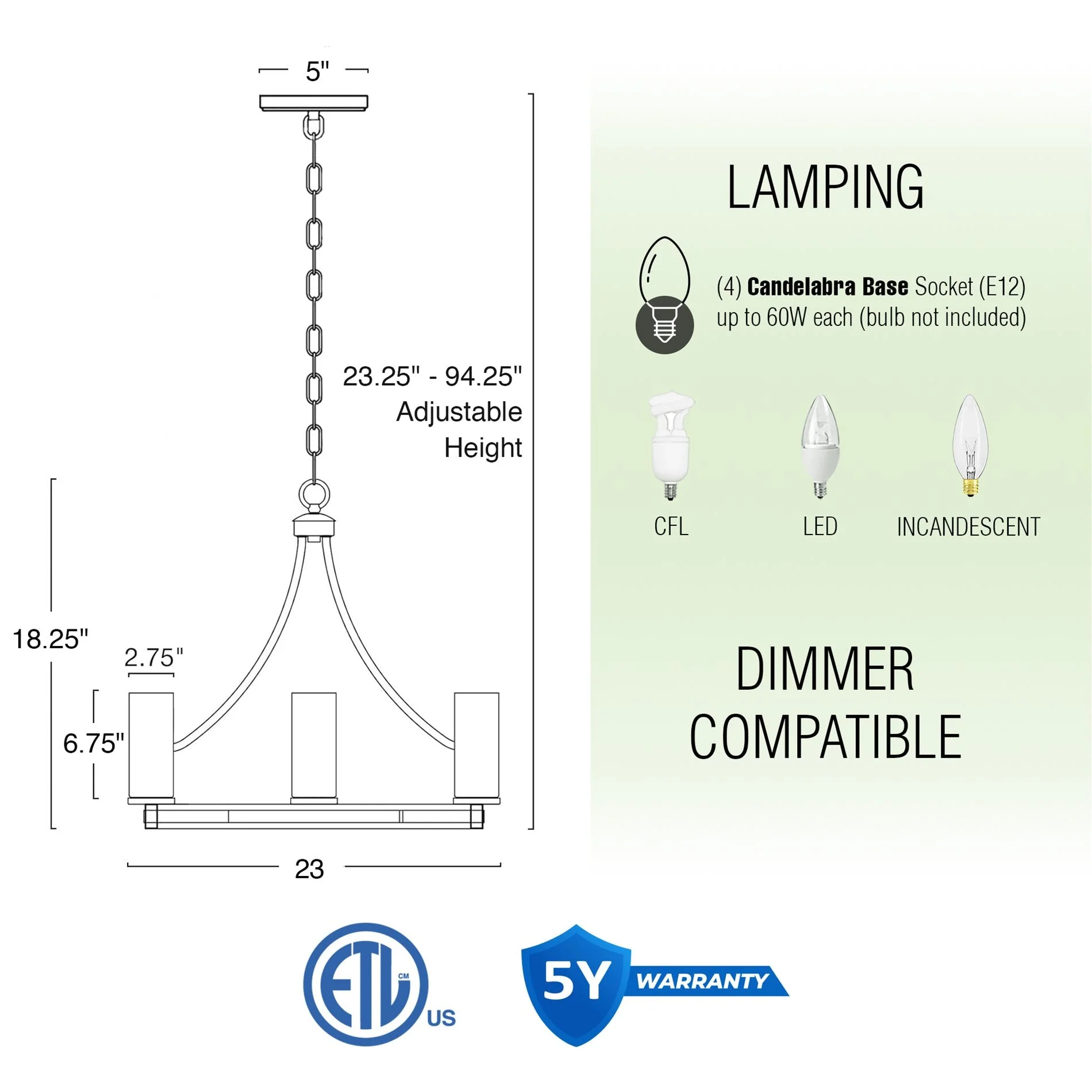 Delphine 23 4-Light French Country Chandelier