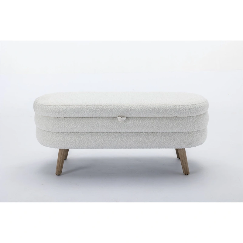 Boucle Fabric Storage Bench