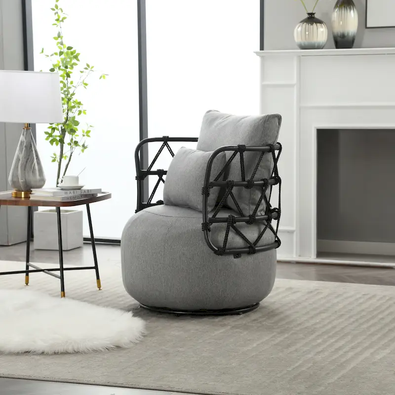 Upholstered Accent Chair with Metal Base