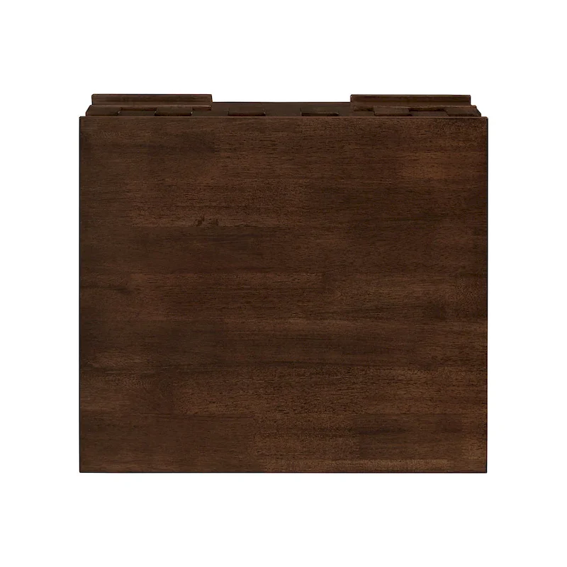 Mid-Century Modern 2-Drawer Nightstand, Brown Finish, Rubberwood & Acacia