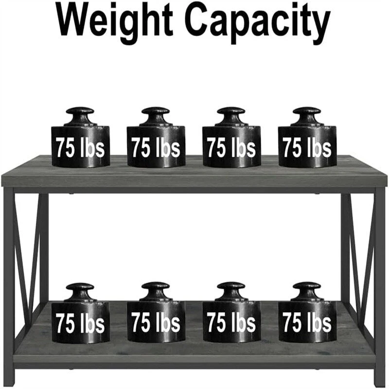 Coffee Table Rustic Wood - 21.6D x 39.3W x 17.7H