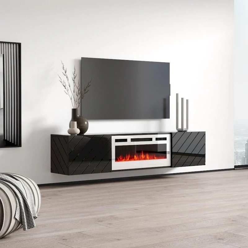 Luxe WH-EF Wall Mounted Electric Fireplace Modern 72 TV Stand