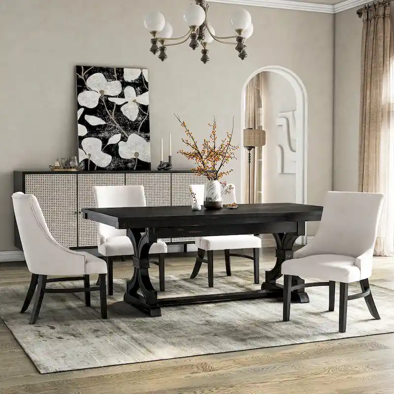 Furniture of America Kieran Farmhouse 5-Piece Black Wooden Dining Set