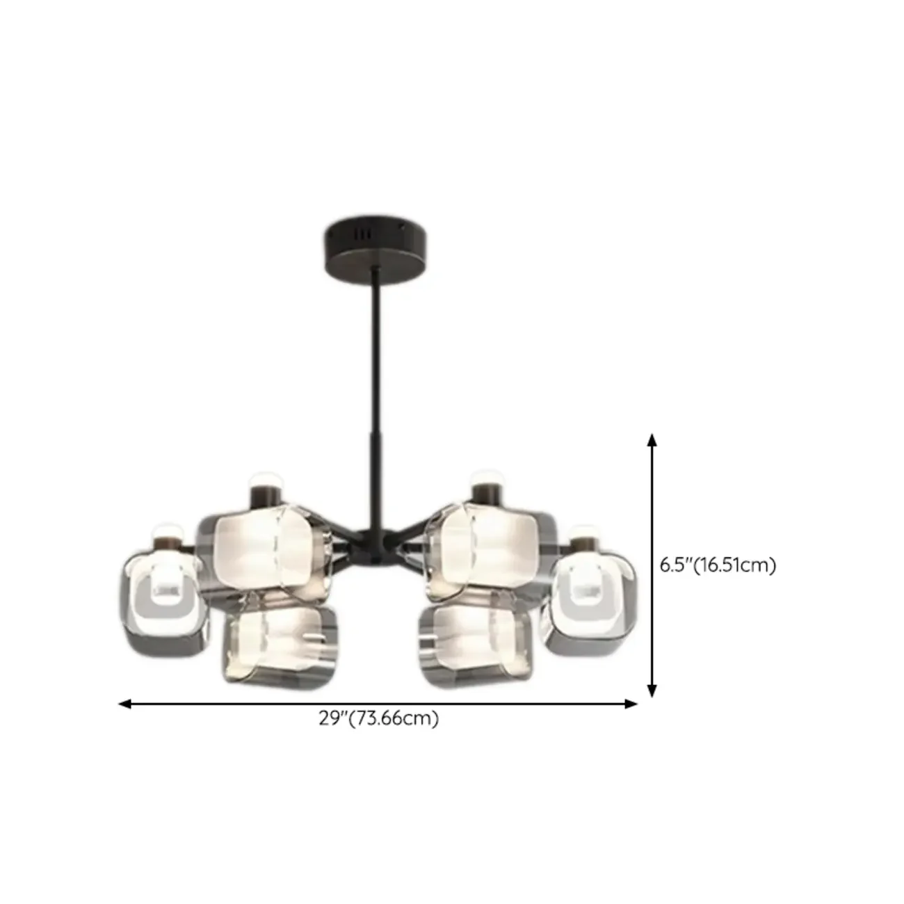 Geometric Adjustable Black Metal Clear Glass Chandelier