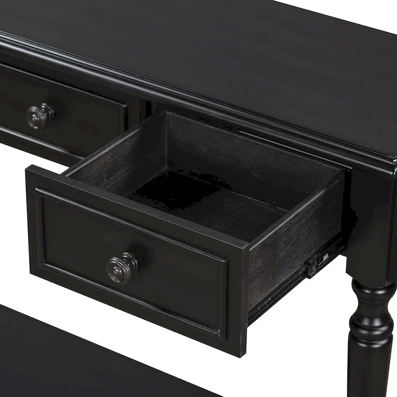 Nestfair Retro Wooden Console Table with Open Shelf Two Drawers