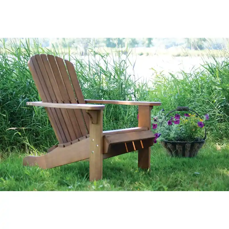 Eucalyptus Adirondack Chair with Built-in Ottoman