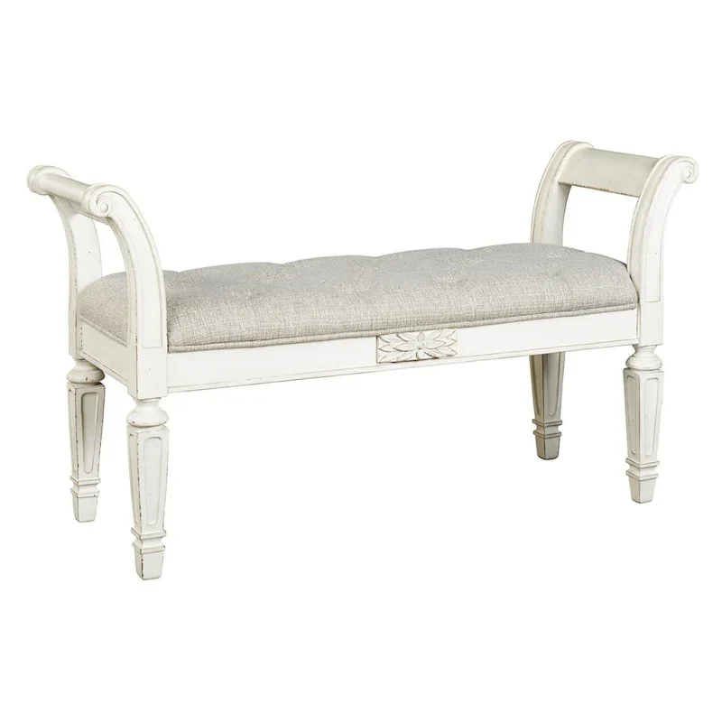 Vintage Casual Antique White Accent Bench