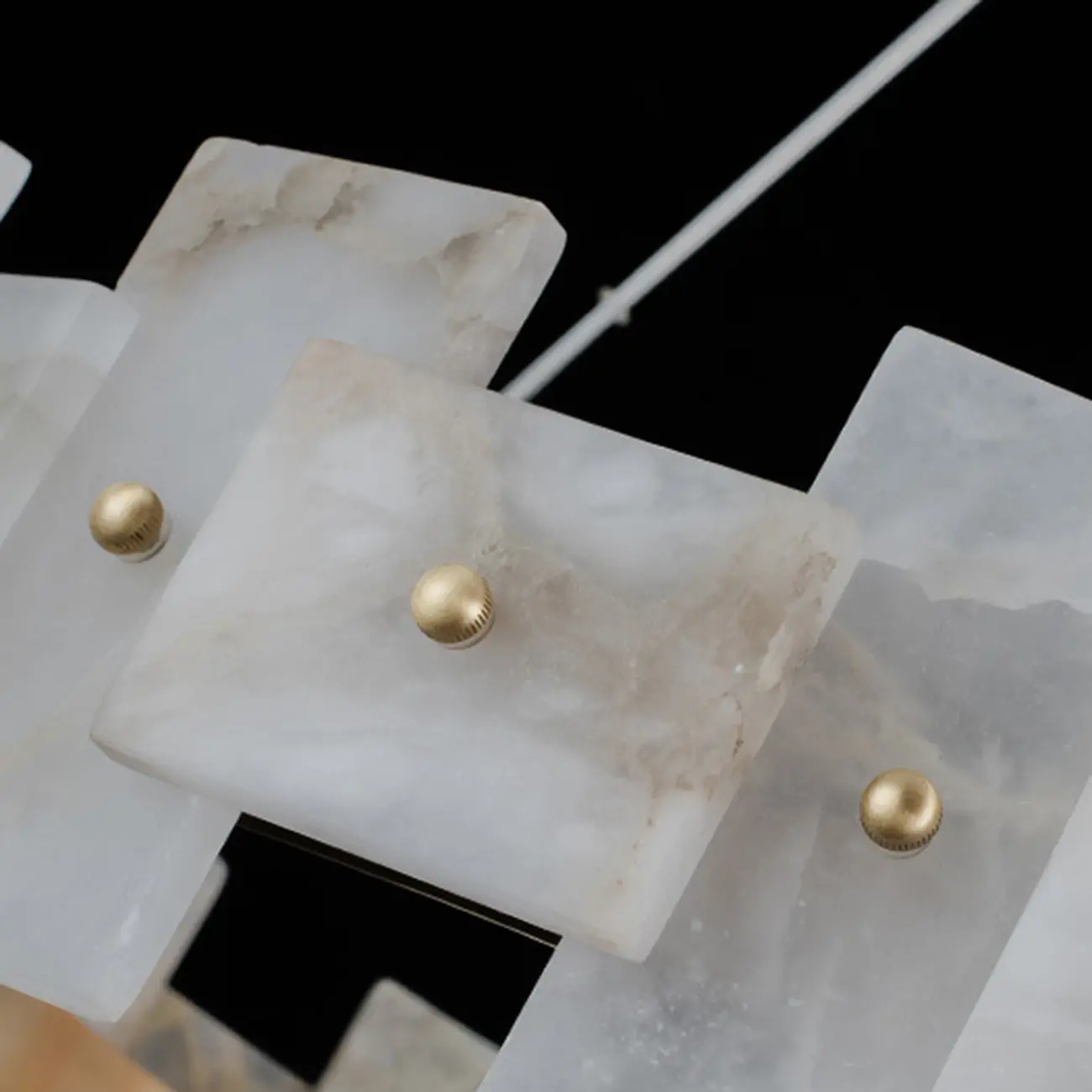 Geometric Gold-White 1-Tier Stone LED Chandelier