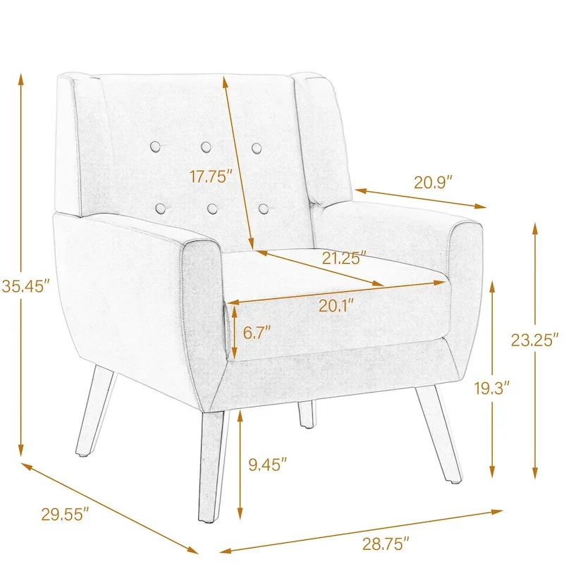 PU Leather Accent Chair Living Room Upholstered Armchair