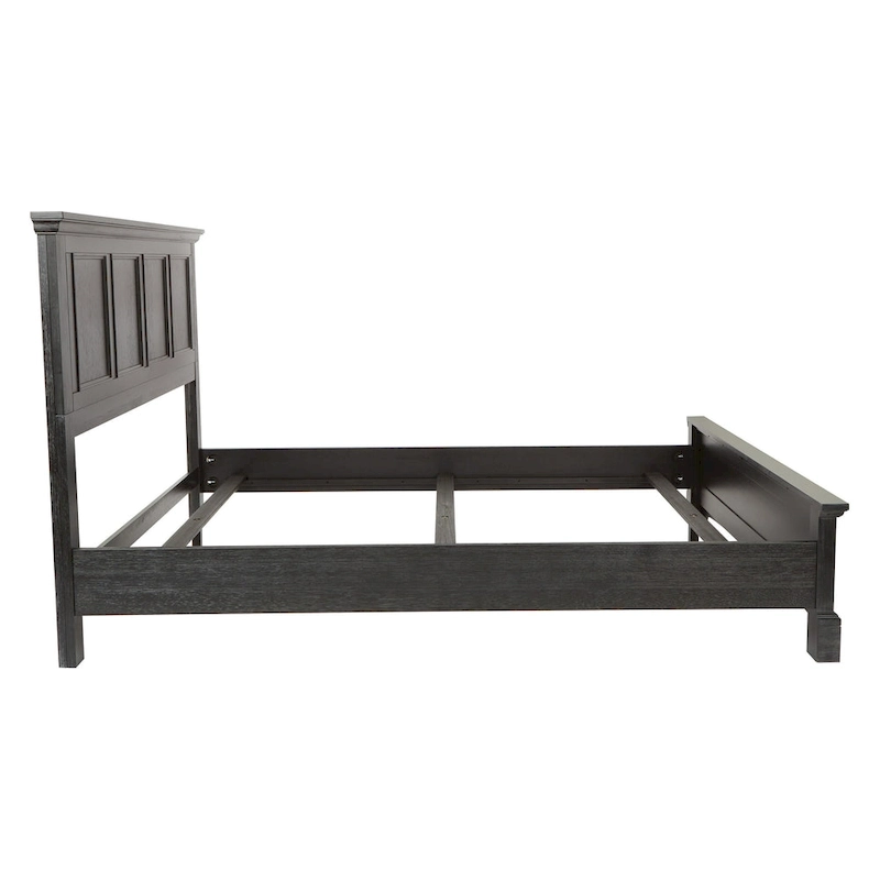 Farmhouse Basics Rustic Black Finish Panel Bed Set