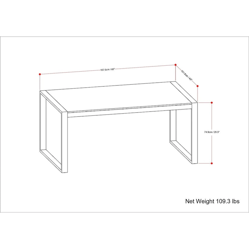 WyndenHall Phobe 66 inch x 40 inch Rectangle Modern Industrial Dining Table - 66 inches wide