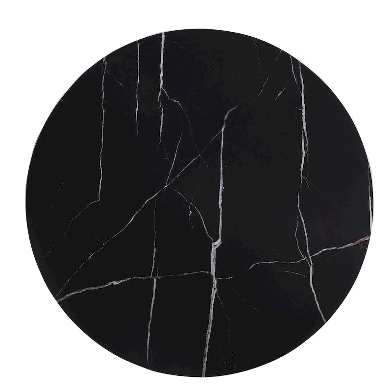 Modern Round Dining Table with Gold Metal Base