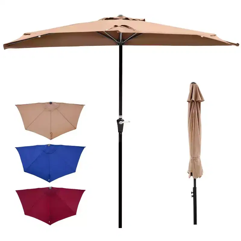 NAYSAYE Semi Umbrella Patio Garden Umbrella Durable Sun Rain Protection for Small Balconies Outdoor Use, 106.3*55.12*93.31