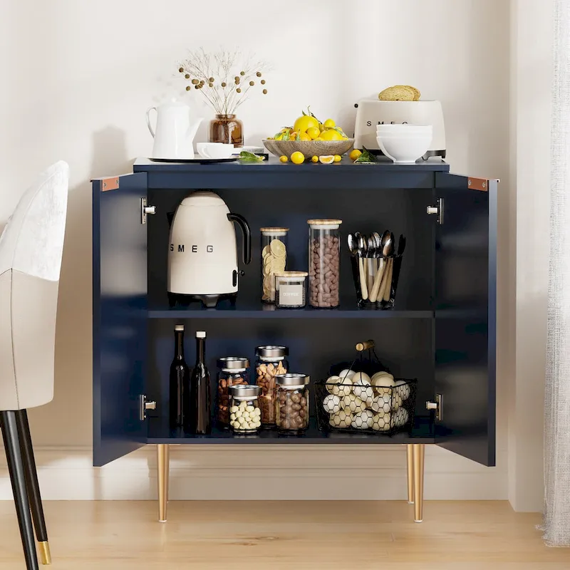 Sideboard Buffet Cabinet Set of 2 with Adjustable Shelves -