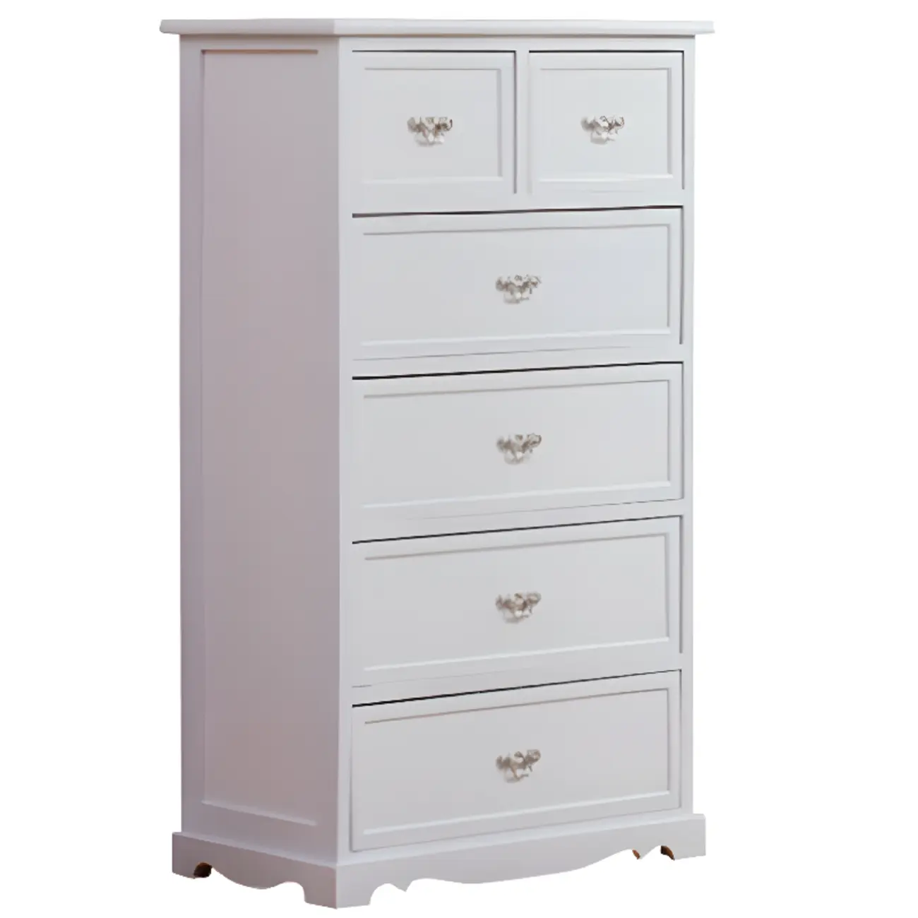 Elegant Wooden 9-Drawer White Dresser with Metal Handle