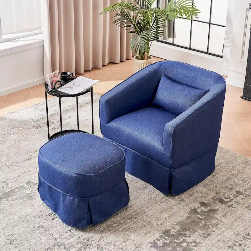 Swivel Barrel Chair With Ottoman