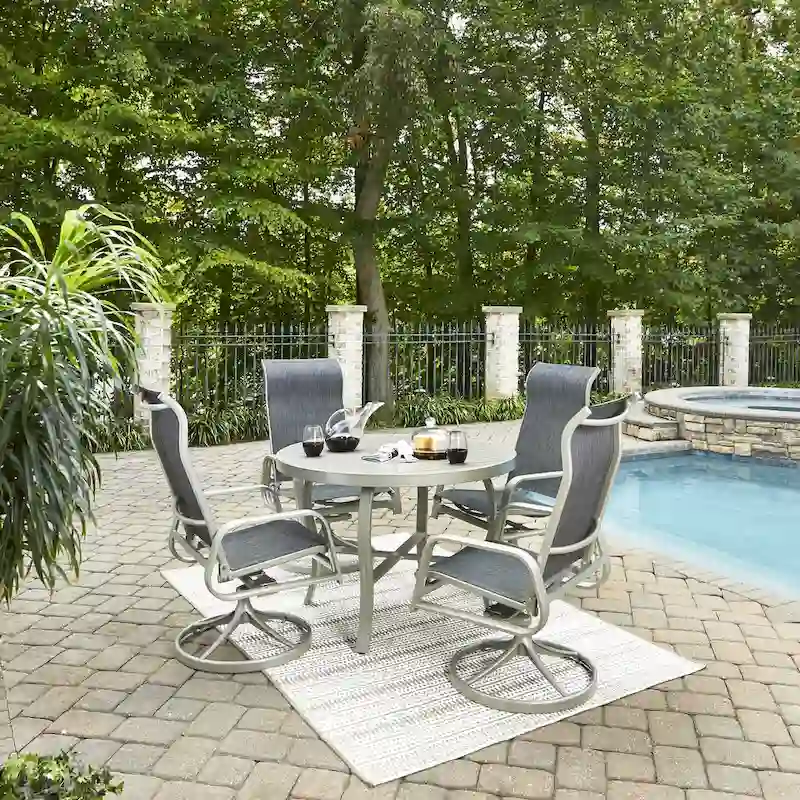 Captiva 5-Piece Outdoor Dining Set with 42D Round Dining Table and Four Swivel Chairs by Homestyles