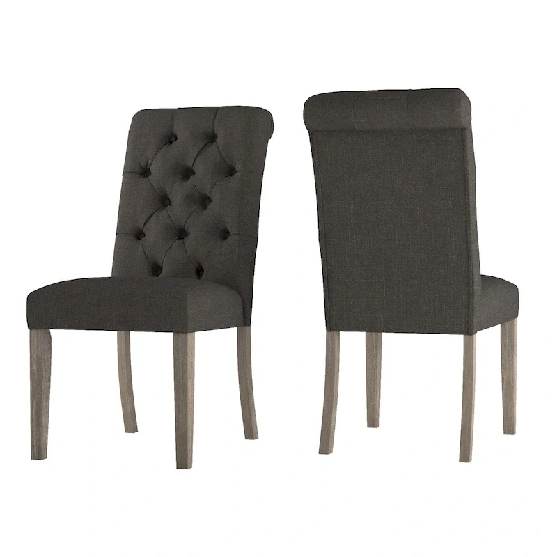Benchwright Linen Tufted Dining Chair with Grey Finish Legs (Set of 2) by iNSPIRE Q Artisan