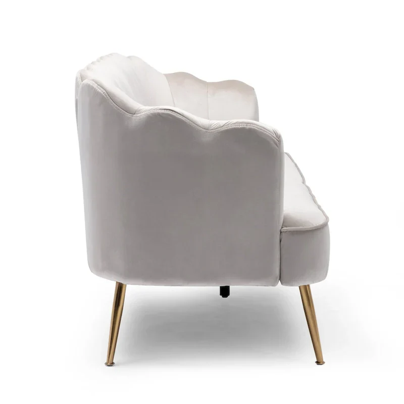 Reitz Glam Velvet Shell 3 Seater Sofa by Christopher Knight Home - 76.25 L x 29.25 W x 33.50 H