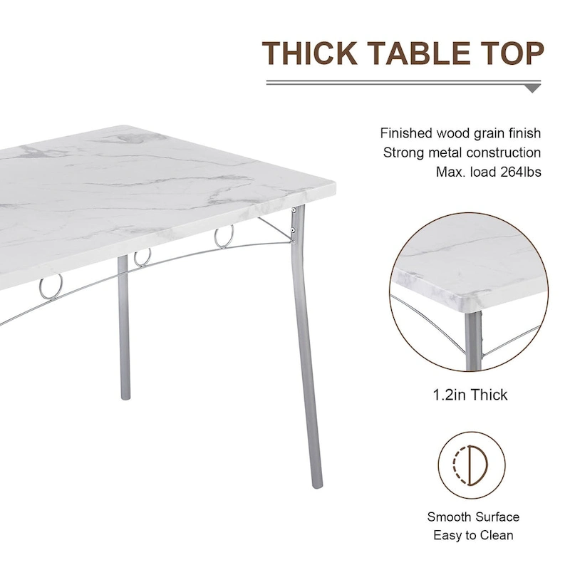 VECELO Dining Table Set, Kitchen Table with 2/4 Chairs, Metal and Wood Rectangular 3/5-Piece Dining Set