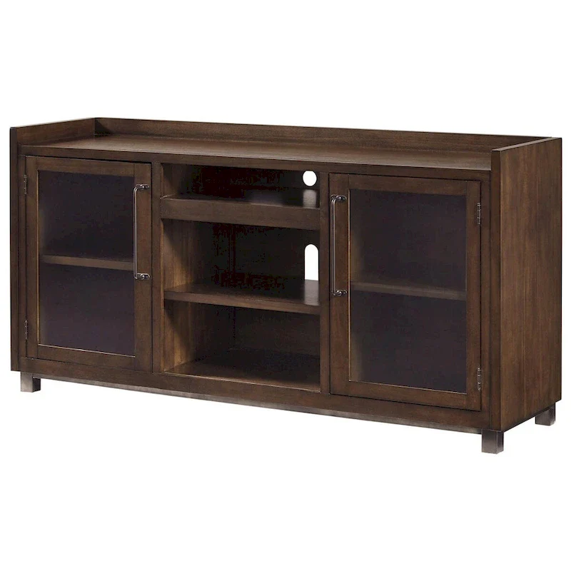 Contemporary Extra Large TV Stand Brown/Gunmetal - 70W x 19D x 35H