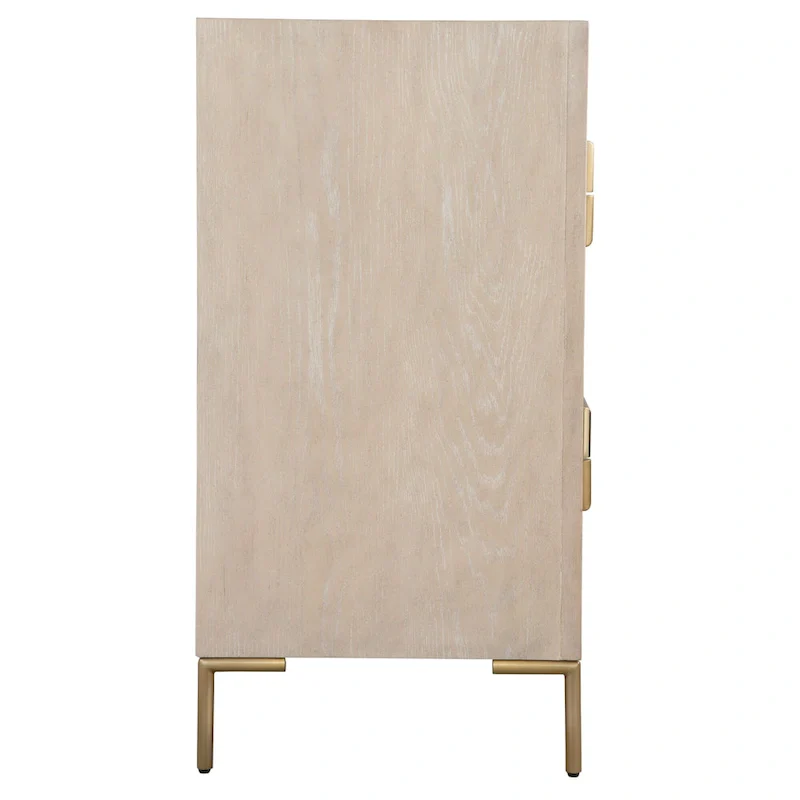 4 Drawer Wooden Accent Chest - 35 - Beige and Gold