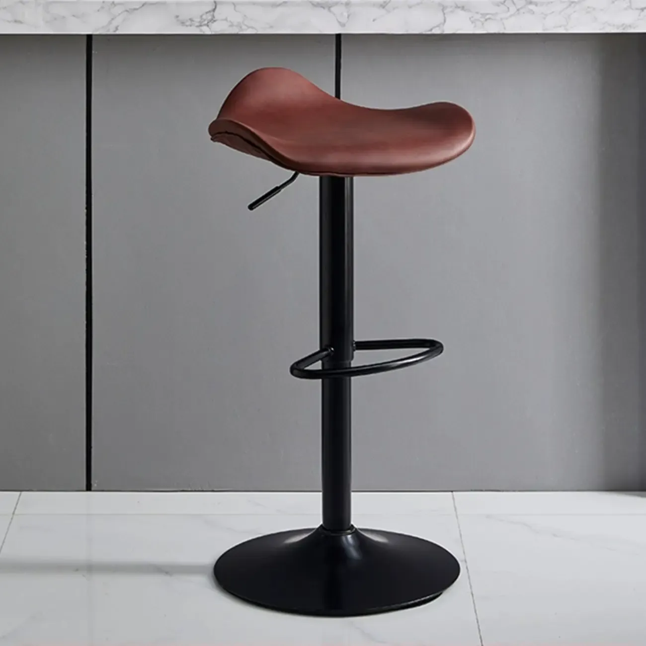 Saddle Black Pedestal Swivel Adjustable Bar Stool