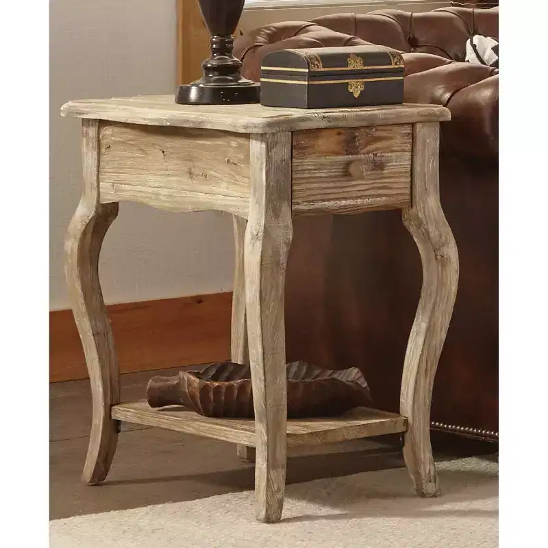 Rustic Reclaimed End Table Distressed Brown - Alaterre Furniture