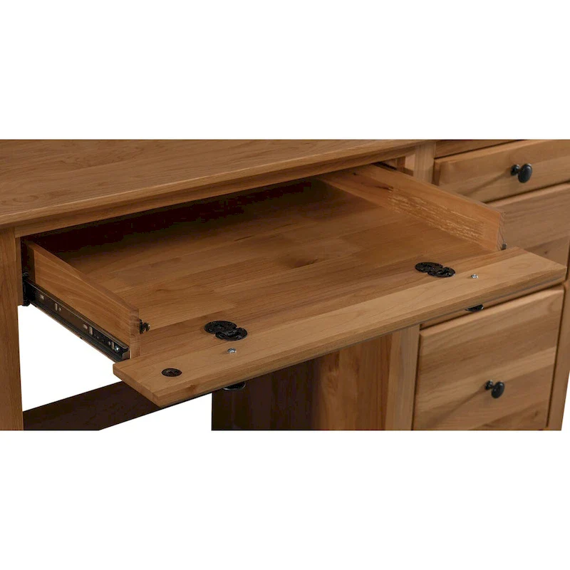 Solid Wood Desk with 4 Drawers - Natural Finish