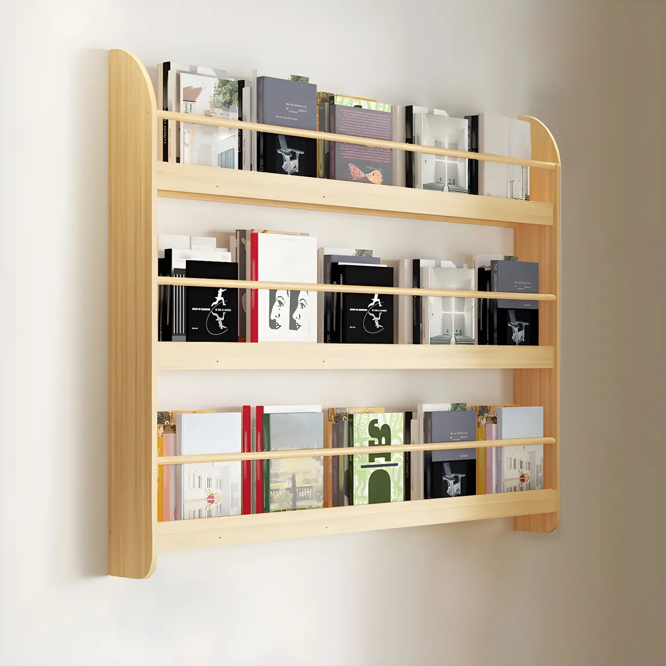 Modern Slim Wood Wall-Mounted Bookshelf