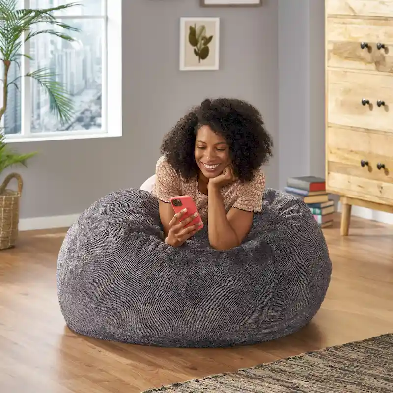 Greyrock Modern Glam Faux Fur Winter Bean Bag by Christopher Knight Home