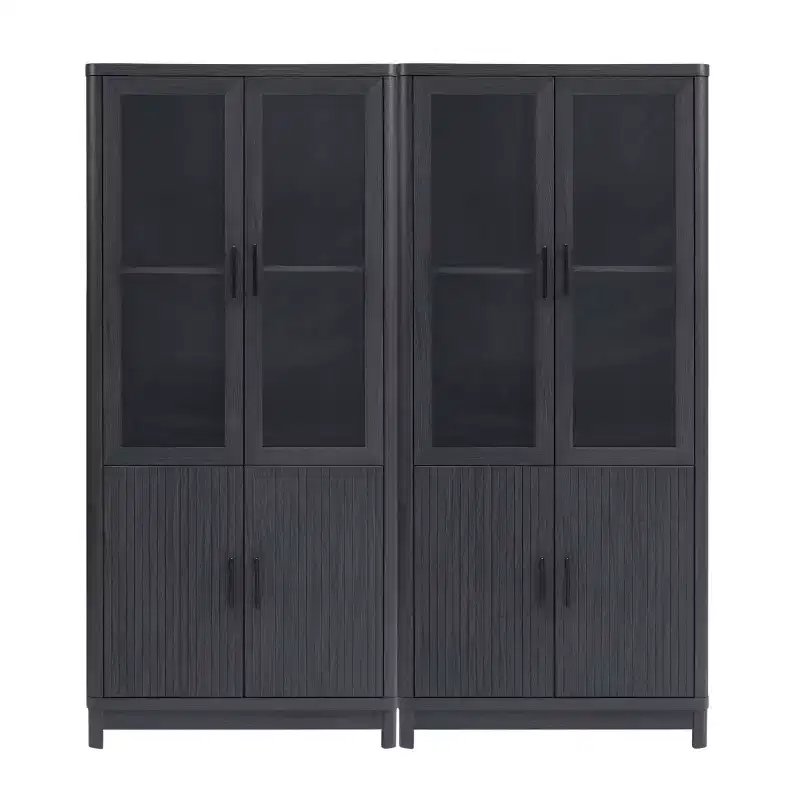 Manhattan Comfort Set of 2 67.6" Jodie Bookcases with 6 Adjustable Shelves