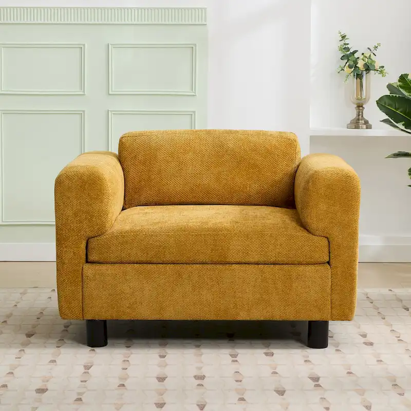 45.5 Woven Velvet Fabric Accent Chair with High-Density Cushion