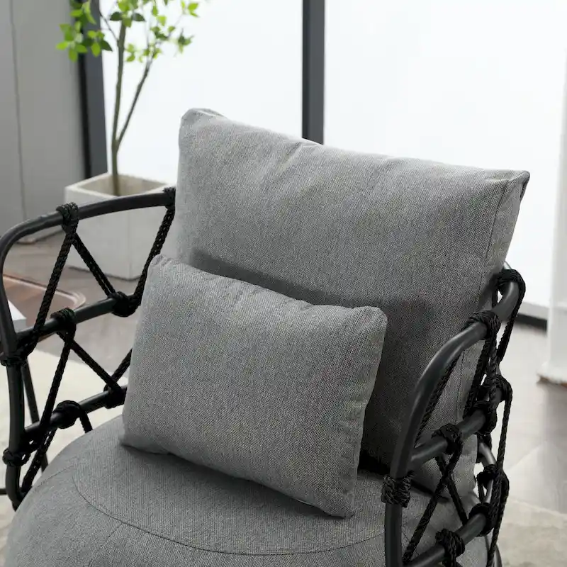 Upholstered Accent Chair with Metal Base