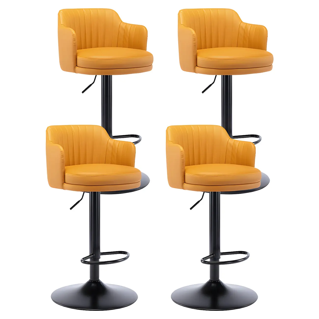 Modern Leather Armrests Swivel Adjustable Bar Stool