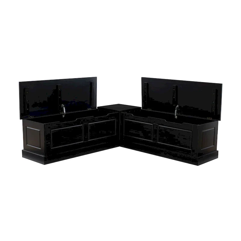 Josie Black Backless Wooden Nook with Cushion Set