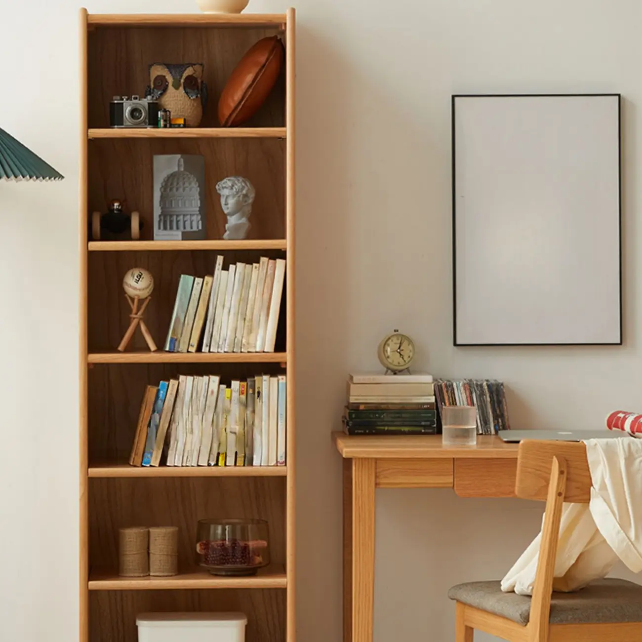 Modern Wooden 6-Tier Rectangle Oak Large Bookcase