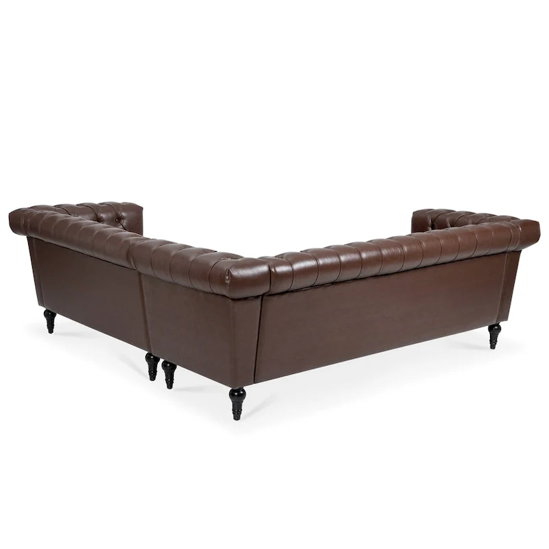 L-Shaped Sectional Sofa with PU Leather Upholstery