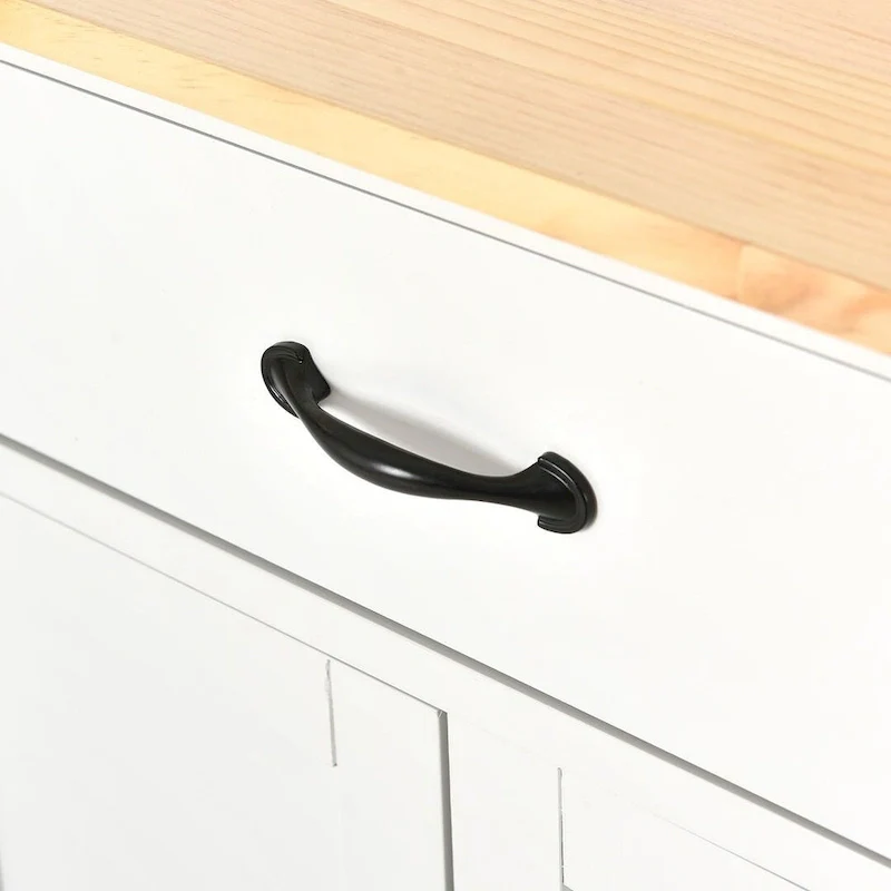 Kitchen Island Cart with Solid Wood Top, Locking Wheels, Spice & Towel Rack