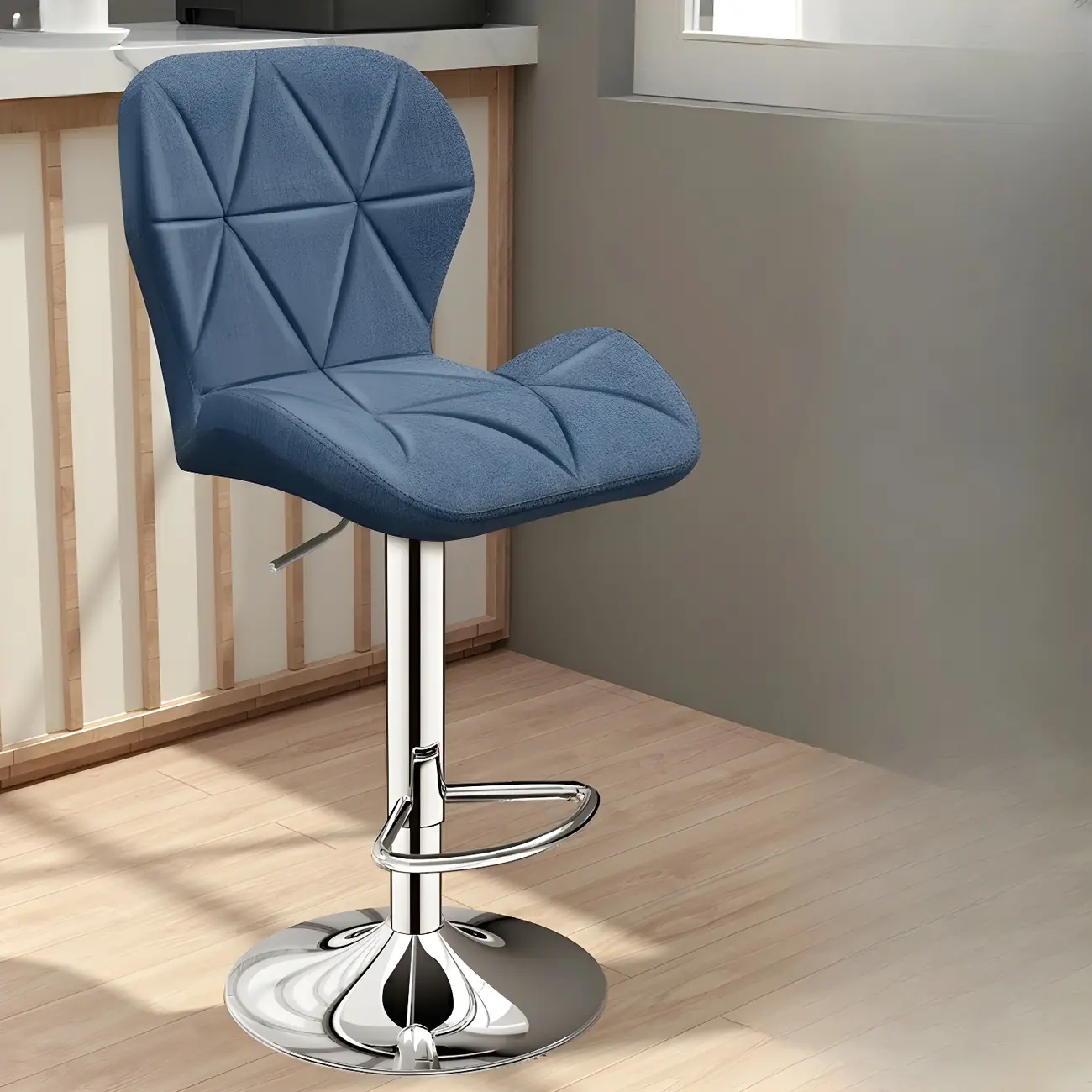 Square Adjustable Swivel Leather Bar Stools with Back