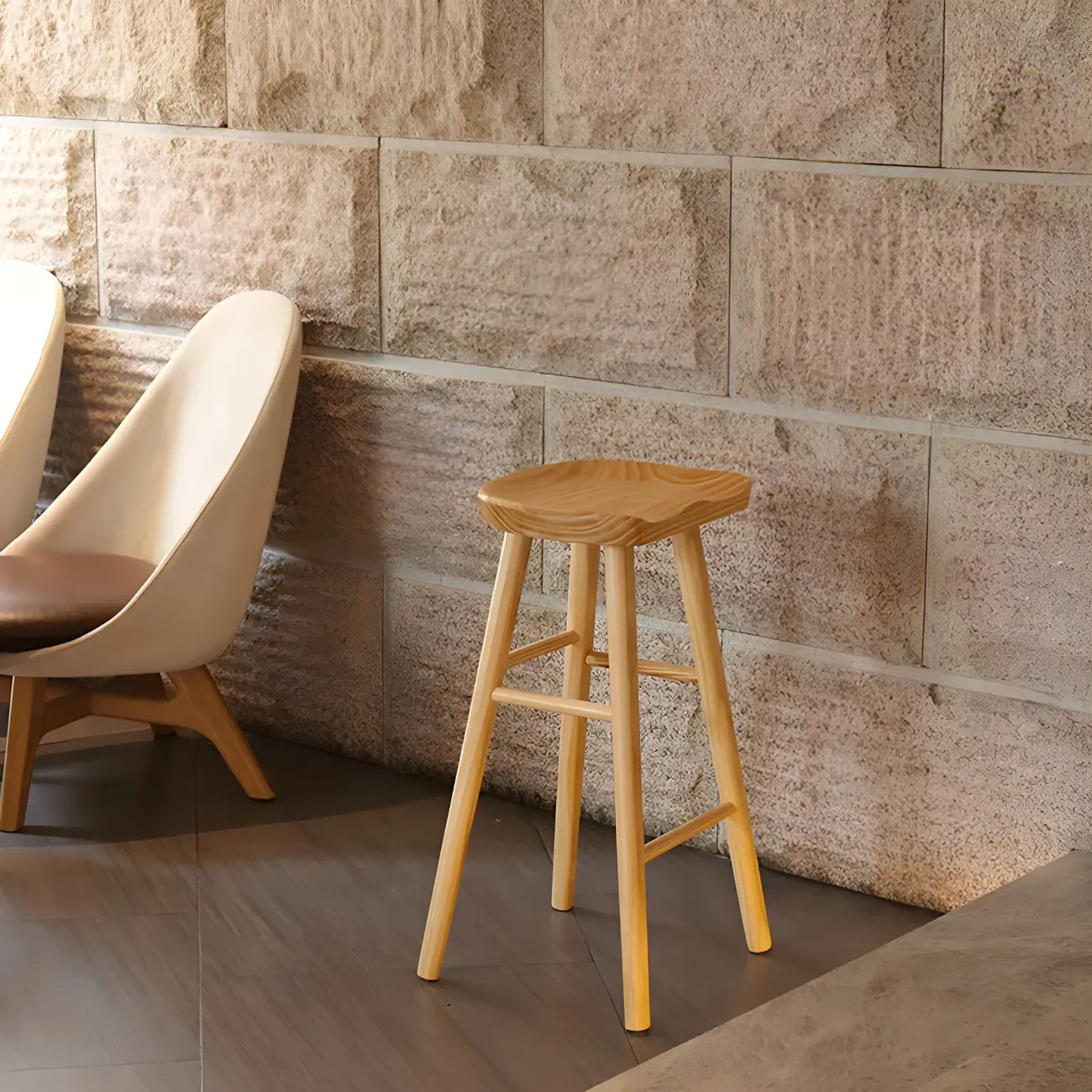 Rustic Saddle Backless Bar Stool Counter Height