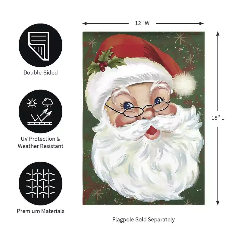 Evergreen Flag Merry Santa Welcome Garden Flags 12x18 Double Sided, Outside, Christmas Garden Flag