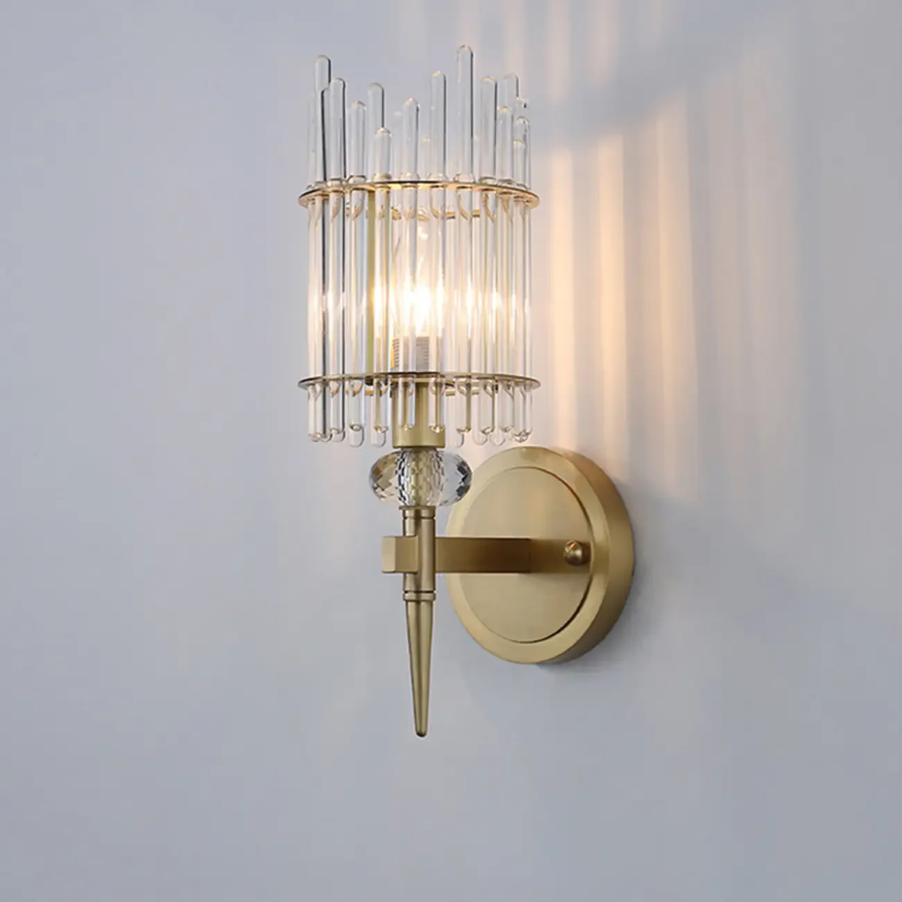 Elegant Gold Glass Wall Sconce with Rotary Switch