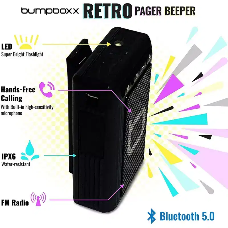 Bumpboxx Retro Pager Beeper | Outdoor Portable Bluetooth Speaker - White - Manufacturer Refurbished