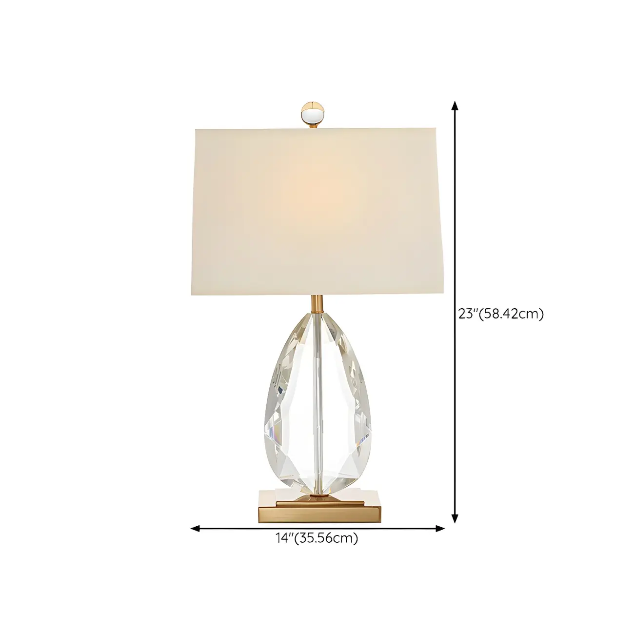 Luxury Crystal Bedside Lamp Beige Rectangle Shade